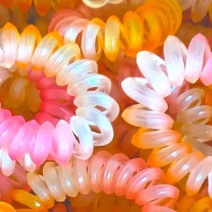 5 Pink/Clear/Gold Multi-Purpose Spiral Hair Ties – For Hair, Cords, Keys & More